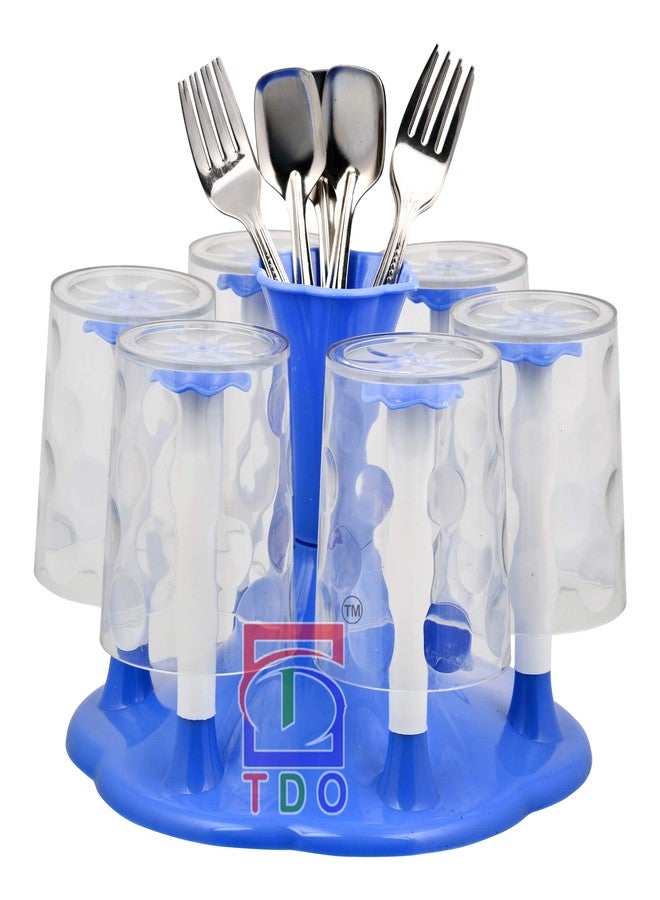 TDO Blue Plastic 6-Cup Mug Holder Stand for Kitchen, Dining Table, Travel - Durable, Sturdy, Portable - Image 3